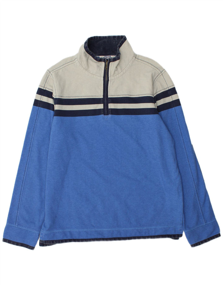 FAT FACE Sweat-shirt à col zippé pour homme en coton color block Bleu Taille L