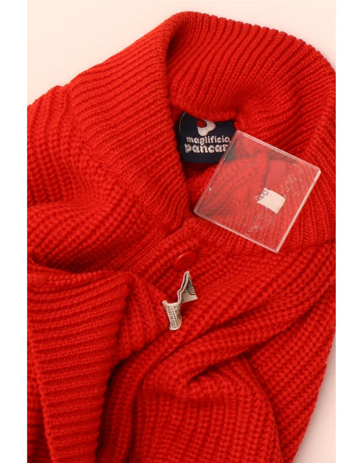 PANCARI Pull Homme Col Boutonné IT 48 Rouge Moyen Laine Vierge