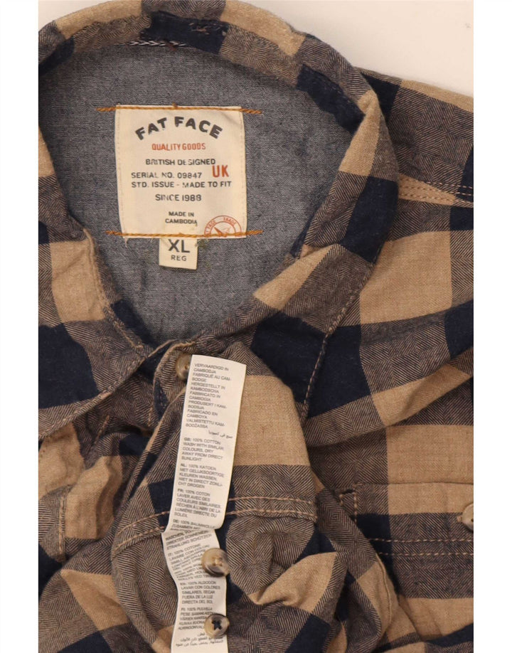 Fat Face Chemise Flanelle Homme XL Beige Vichy Coton