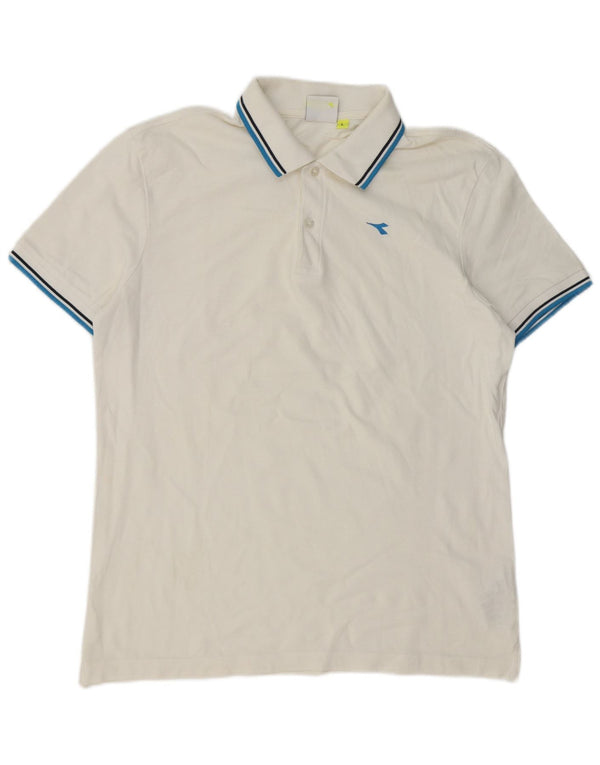 Diadora Polo Homme Large Blanc Rayé Coton