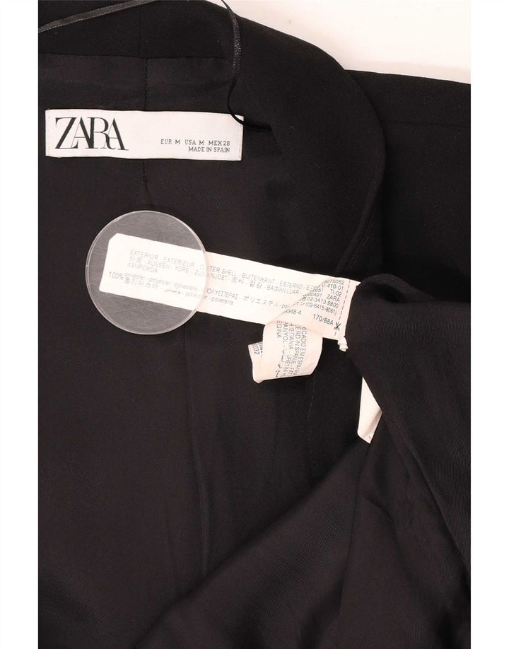 Zara Veste blazer ouverte à manches 3/4 pour femme UK 14 Noir moyen Polyester