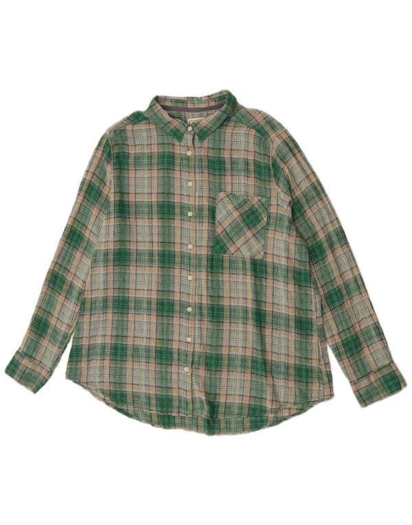 Fat Face Chemise en flanelle pour femme UK 16 Grand coton à carreaux vert