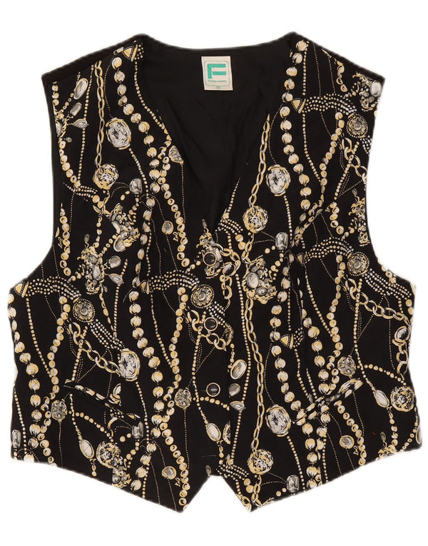 Franken Walder Gilet à motif abstrait pour femme IT 46 Large en acétate noir