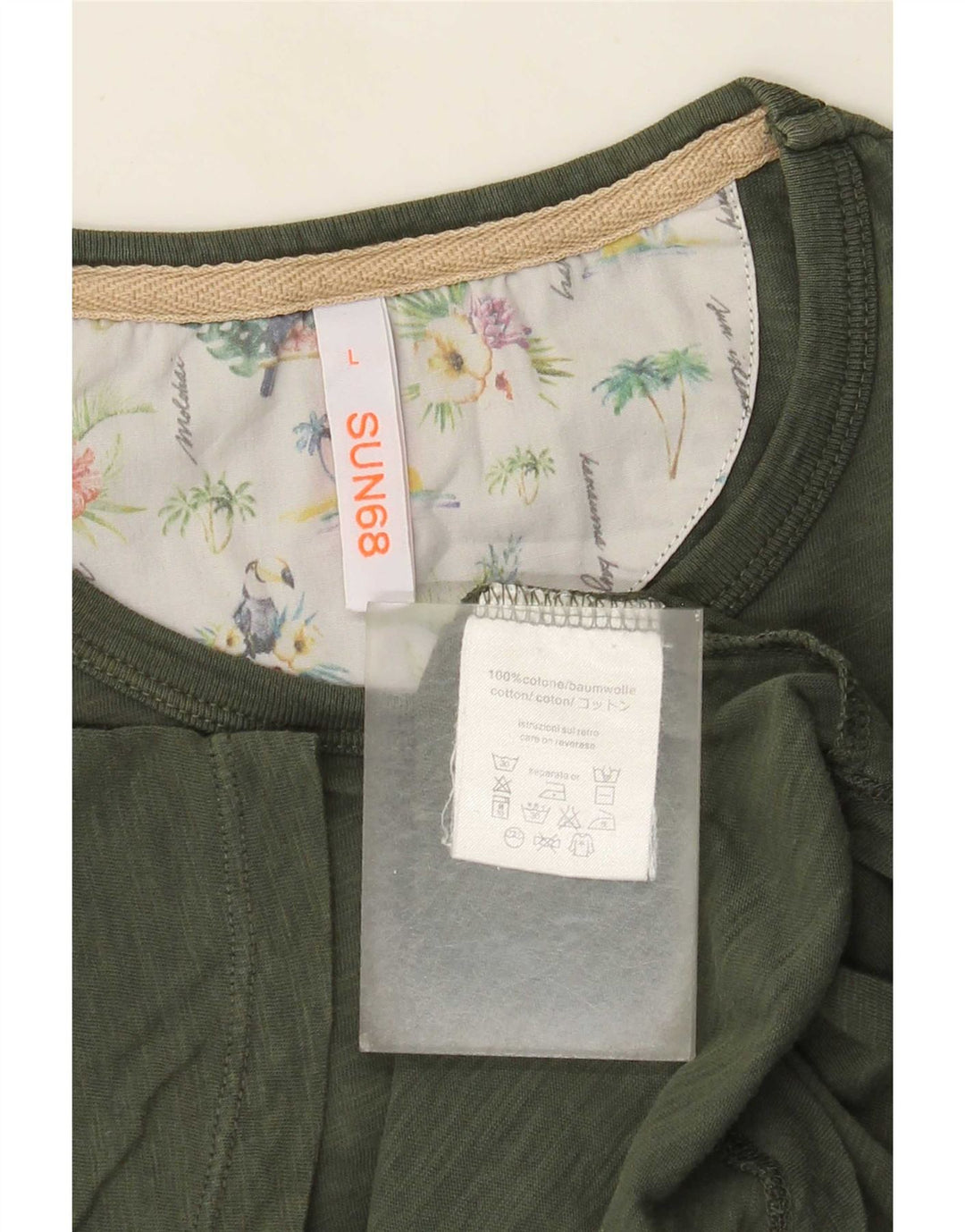 Sun68 T-Shirt Homme Haut Large Kaki Coton