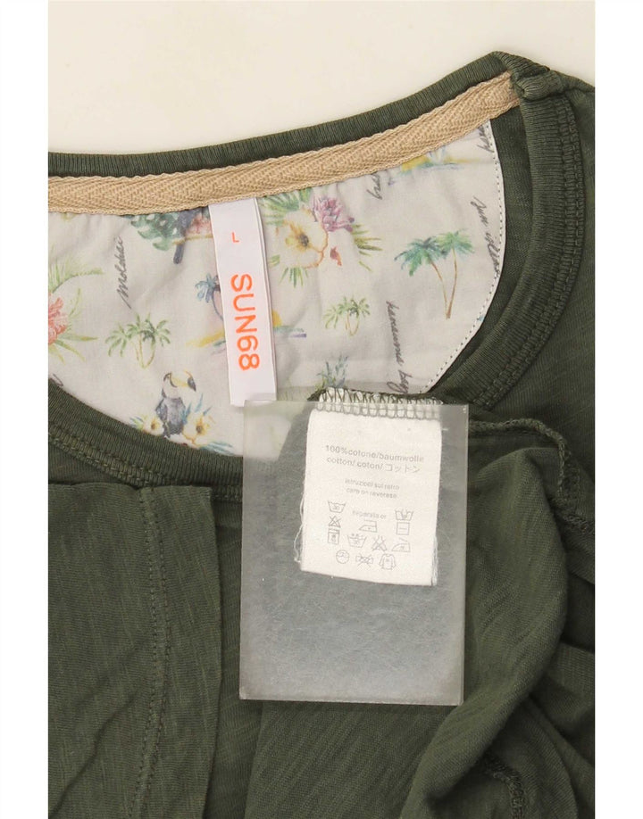 Sun68 T-Shirt Homme Haut Large Kaki Coton