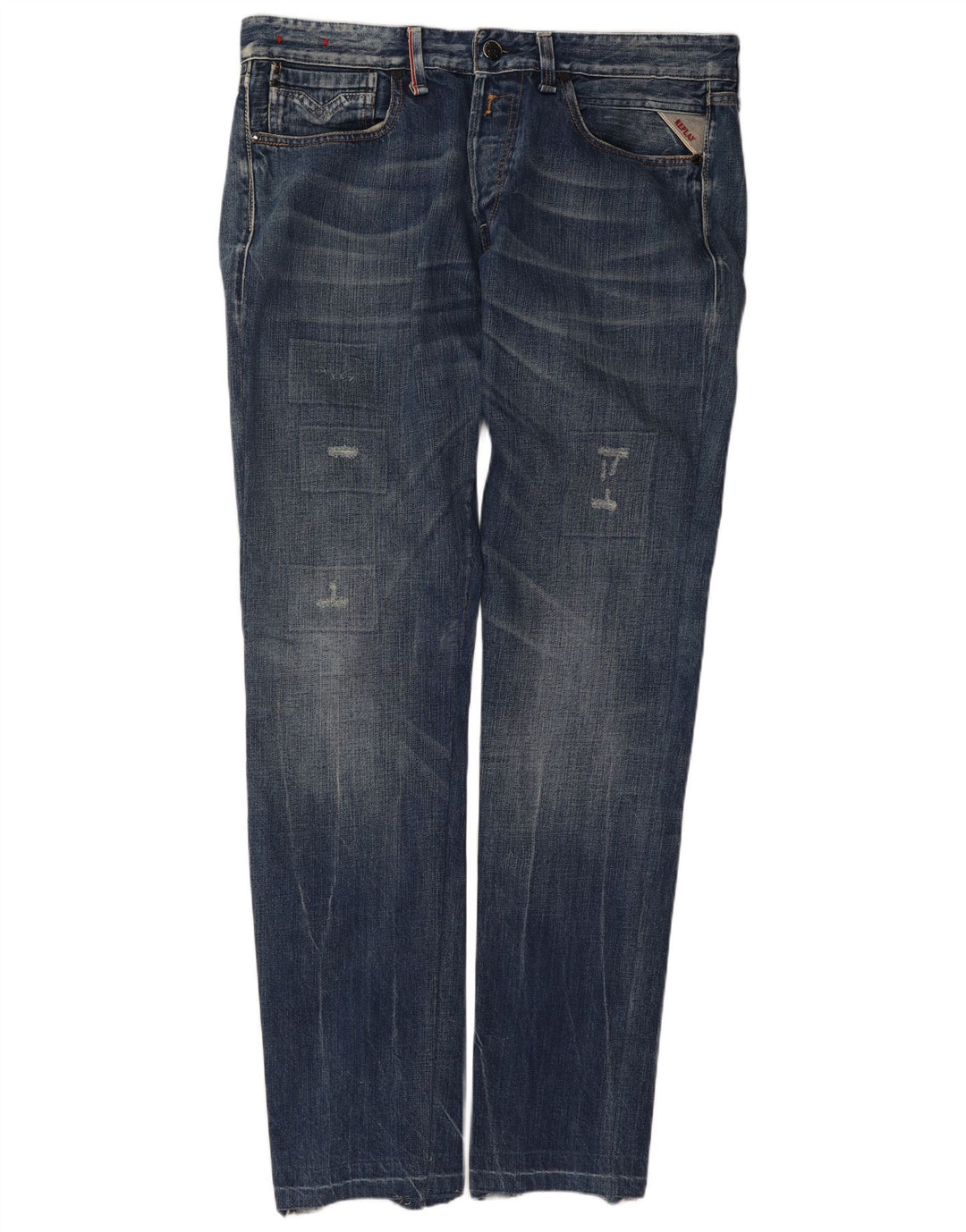 Replay Jean slim effet vieilli W34 L34 bleu coton pour homme