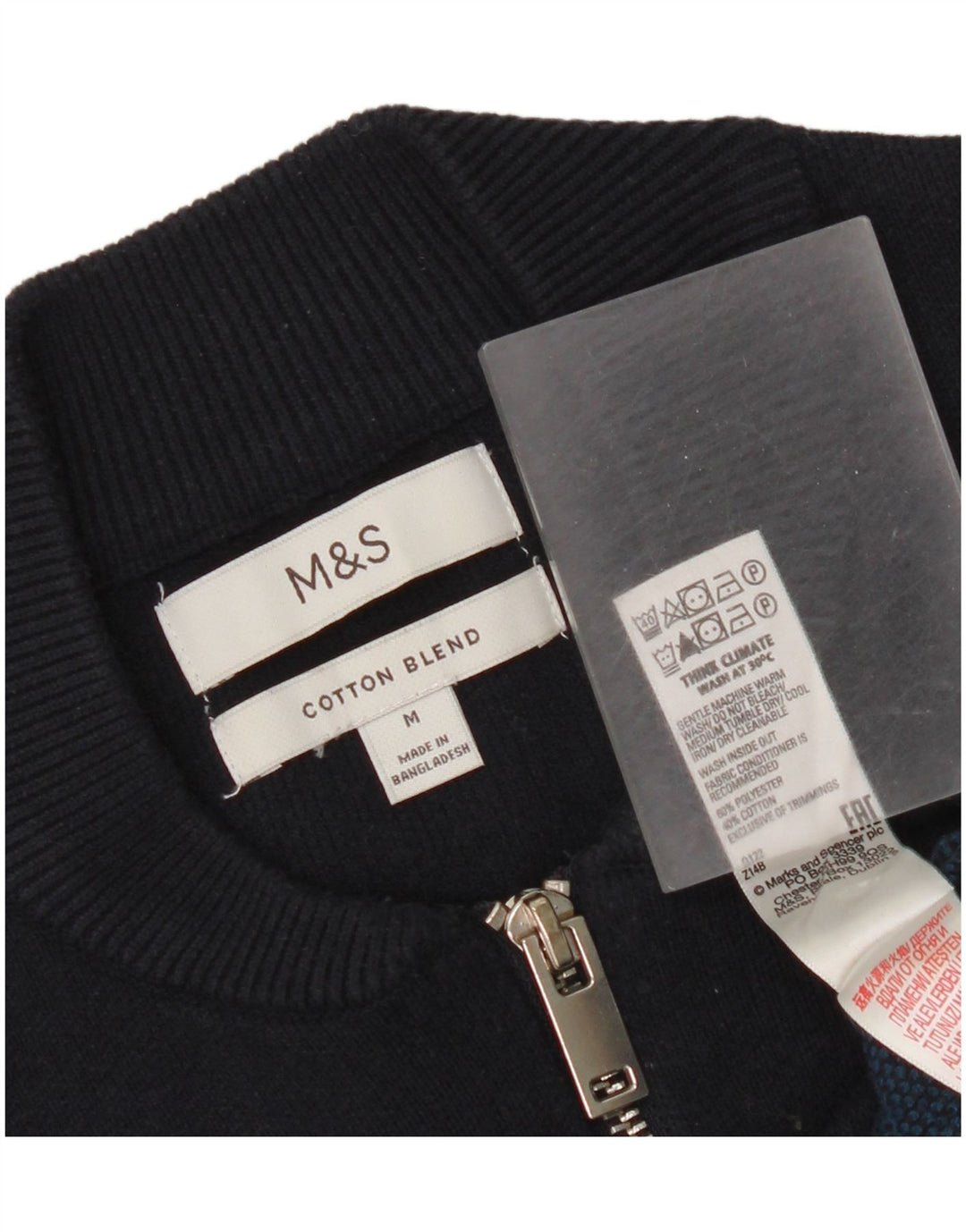Marks & Spencer Pull col zippé pour homme Bleu marine rayé