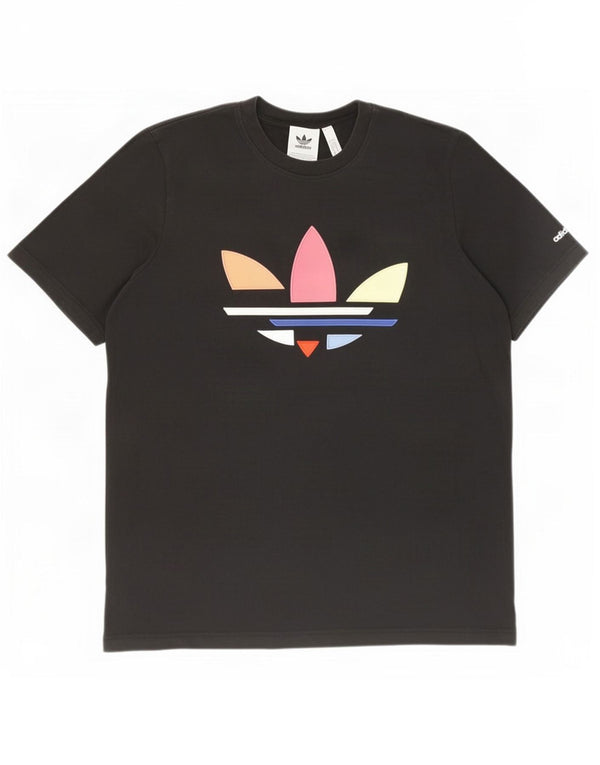 Adidas T-shirt graphique pour hommes, grand, en coton noir
