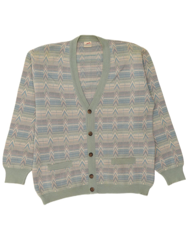 Bernardini Homme Cardigan Pull Grande Laine Géométrique Multicolore