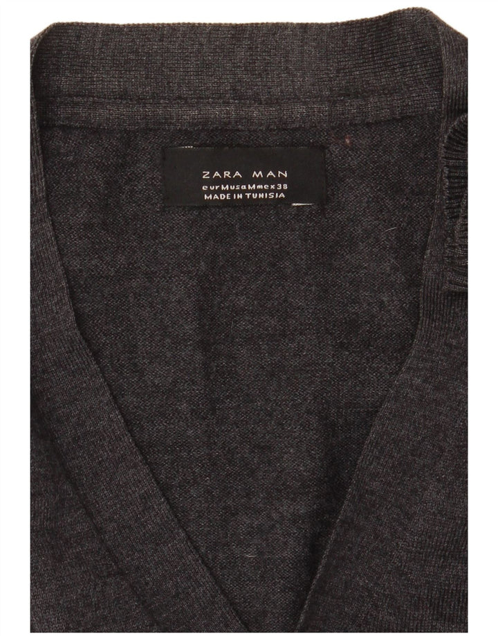 Pull Cardigan Zara Homme Gris Moyen