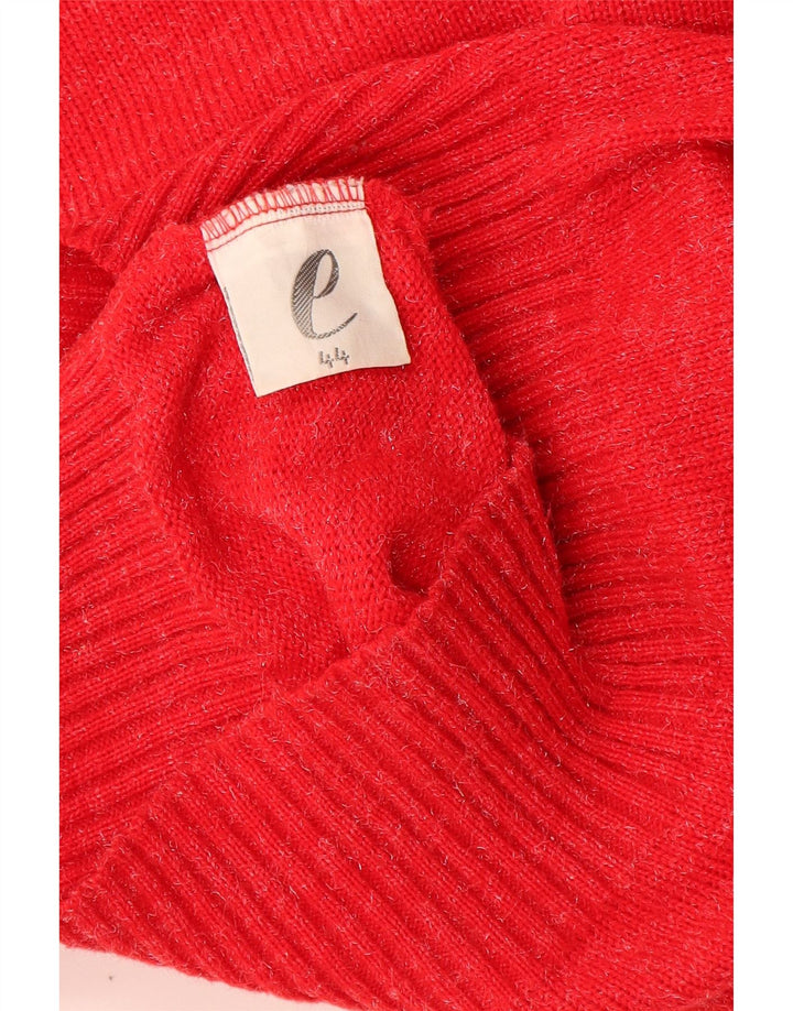 vintage Femme Col Bateau Pull Pull IT 44 Moyen Rouge Moucheté