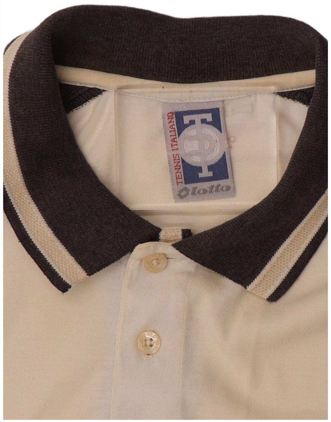 LOTTO Mens Polo Shirt Medium Off White Colourblock