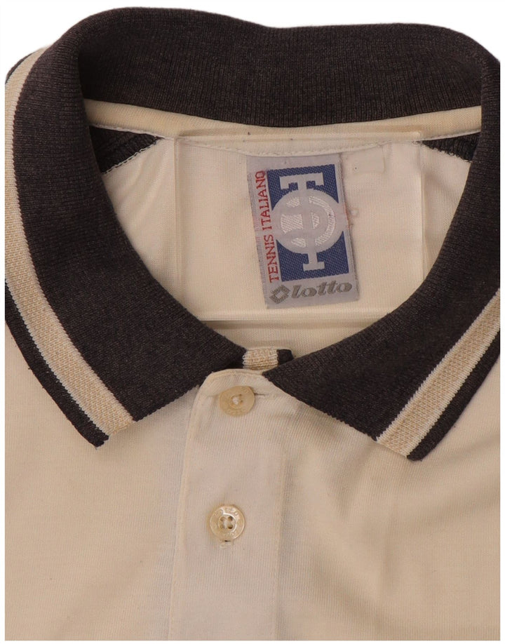 LOTTO Mens Polo Shirt Medium Off White Colourblock