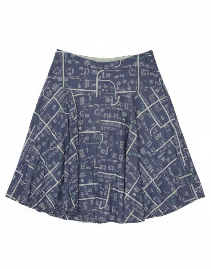 Jupe trapèze graphique White Stuff pour femme UK 12 Medium W30 Bleu Coton