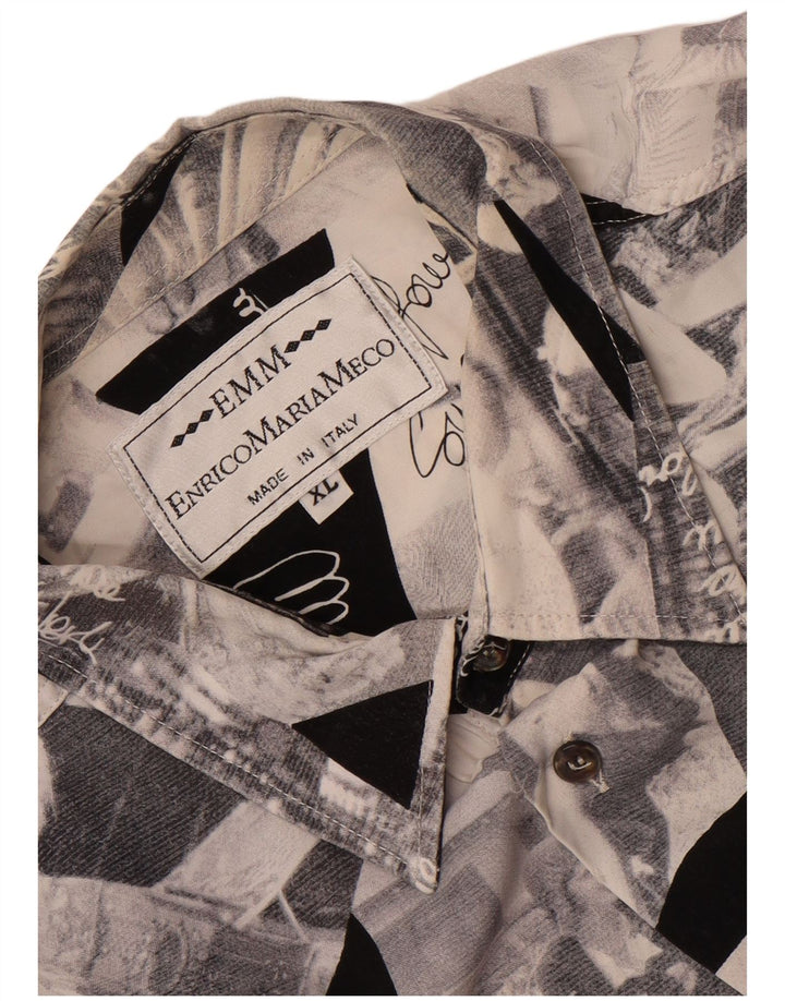 Chemise graphique homme vintage XL Gris Patchwork