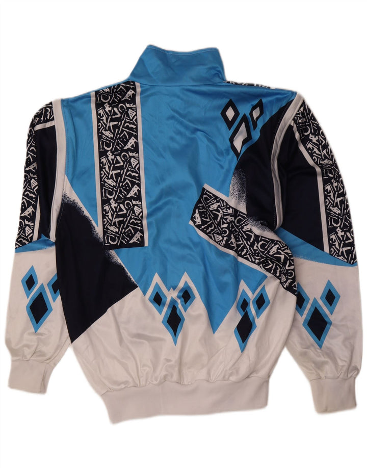 vintage Mens Survêtement Top Veste Grand Bleu Géométrique