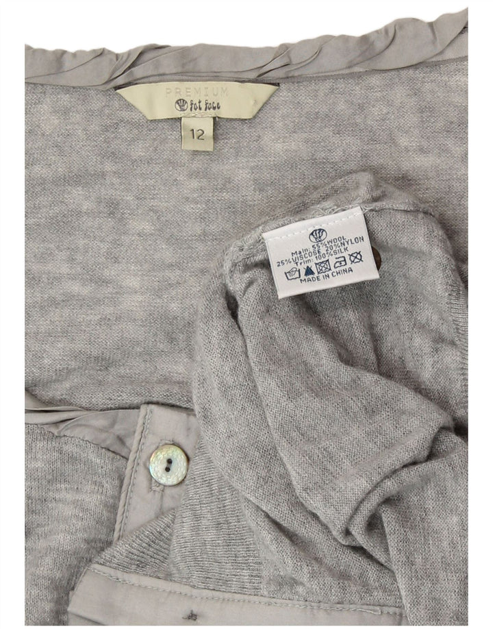 Fat Face Cardigan pour femme en laine gris moyen UK 12