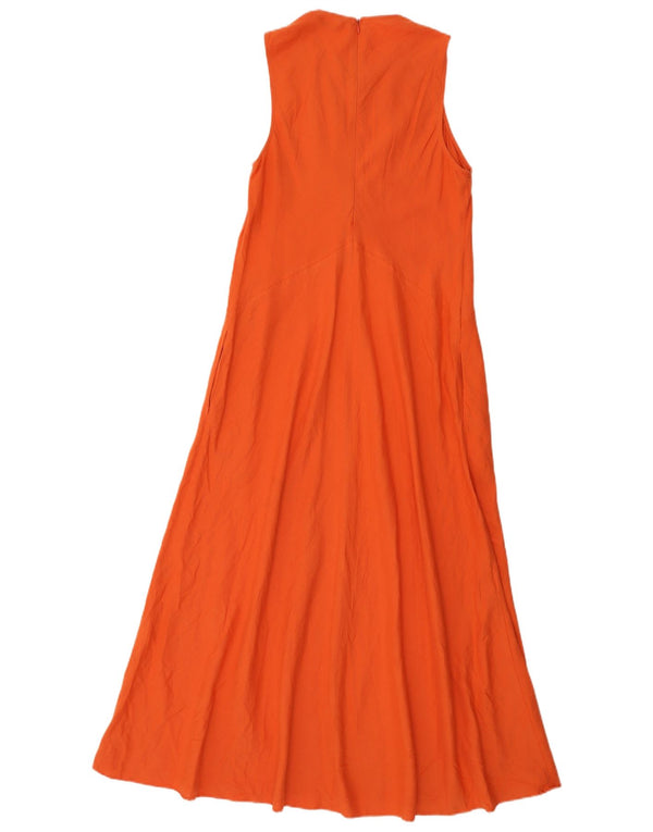 Zara Robe trapèze sans manches pour femme UK 12 Lin orange moyen