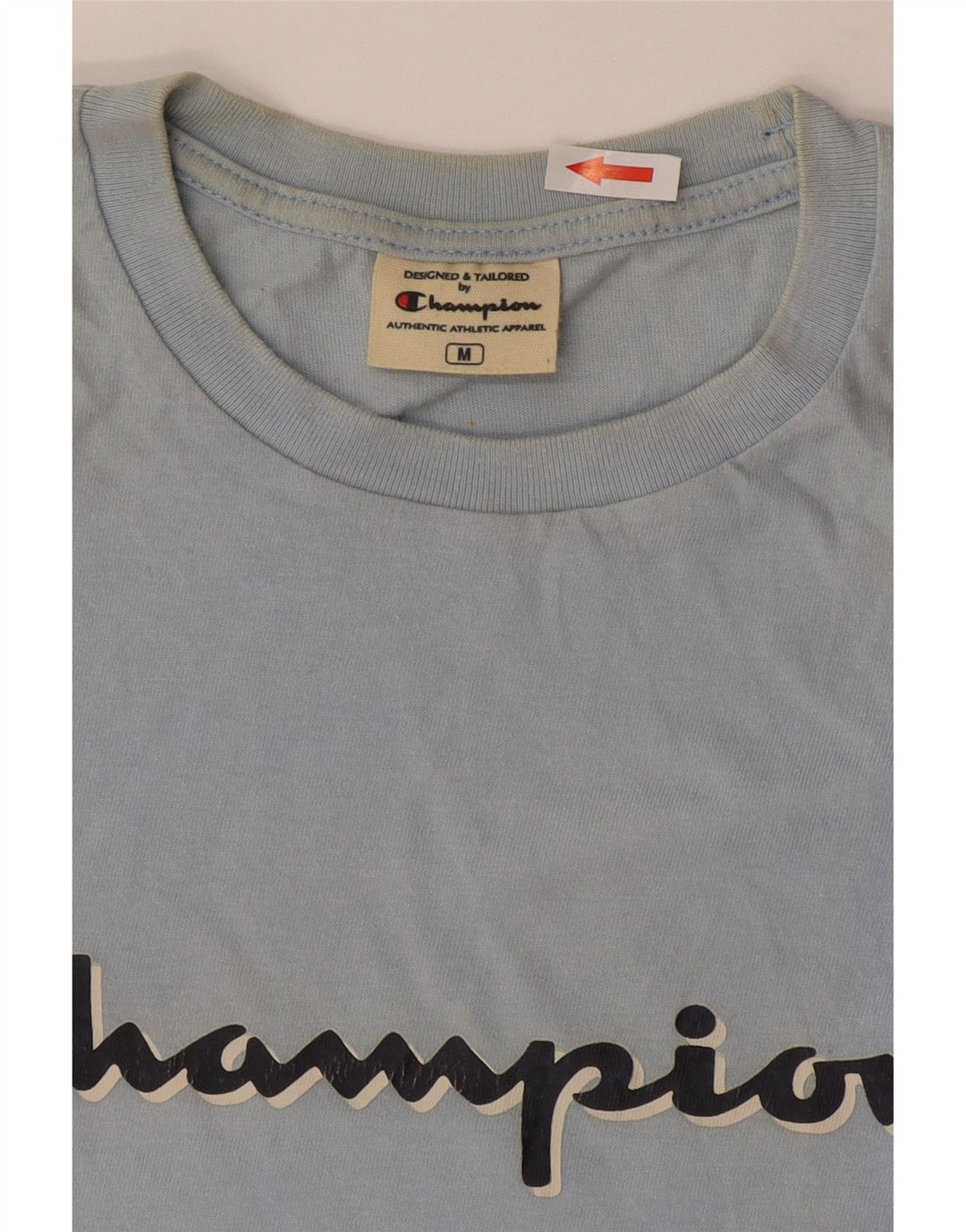 Champion T-Shirt Graphique Homme Bleu Moyen Rayé Coton