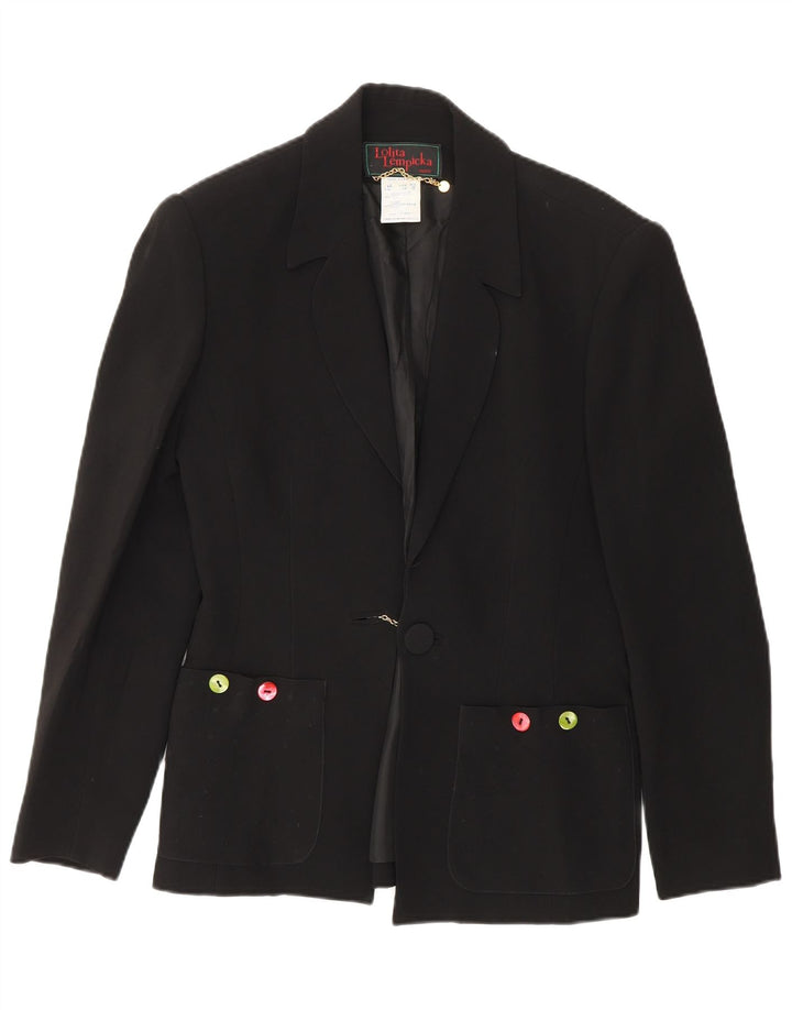 Lolita Lempicka Veste Blazer 1 Bouton Femme UK 12 Acétate Noir Moyen