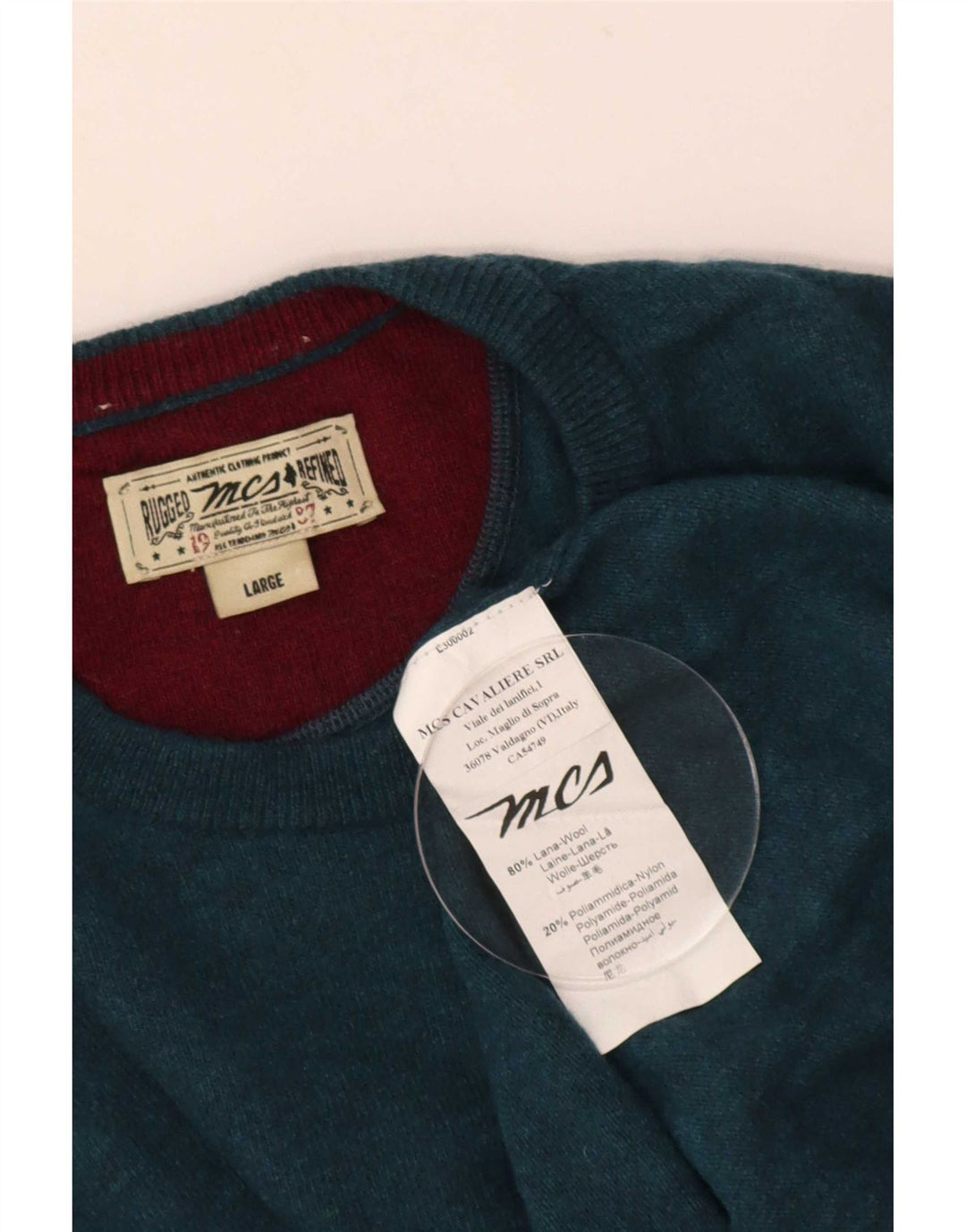 Marlboro Classics Pull à col rond pour homme en laine bleue Taille L