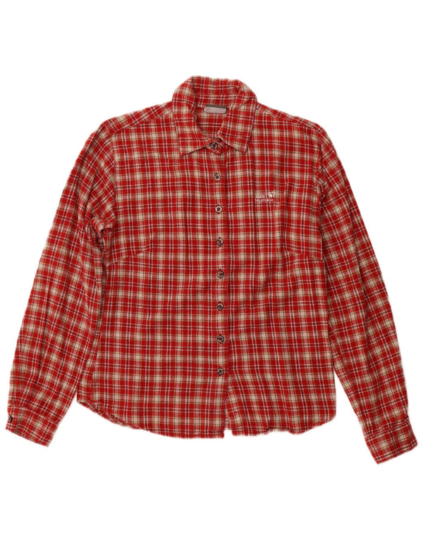 JACK WOLFSKIN Womens Flannel Shirt UK 12 Medium Red Check Cotton