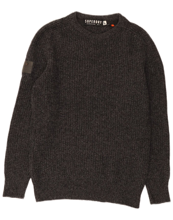 Superdry Pull à col bateau pour homme en laine gris Large