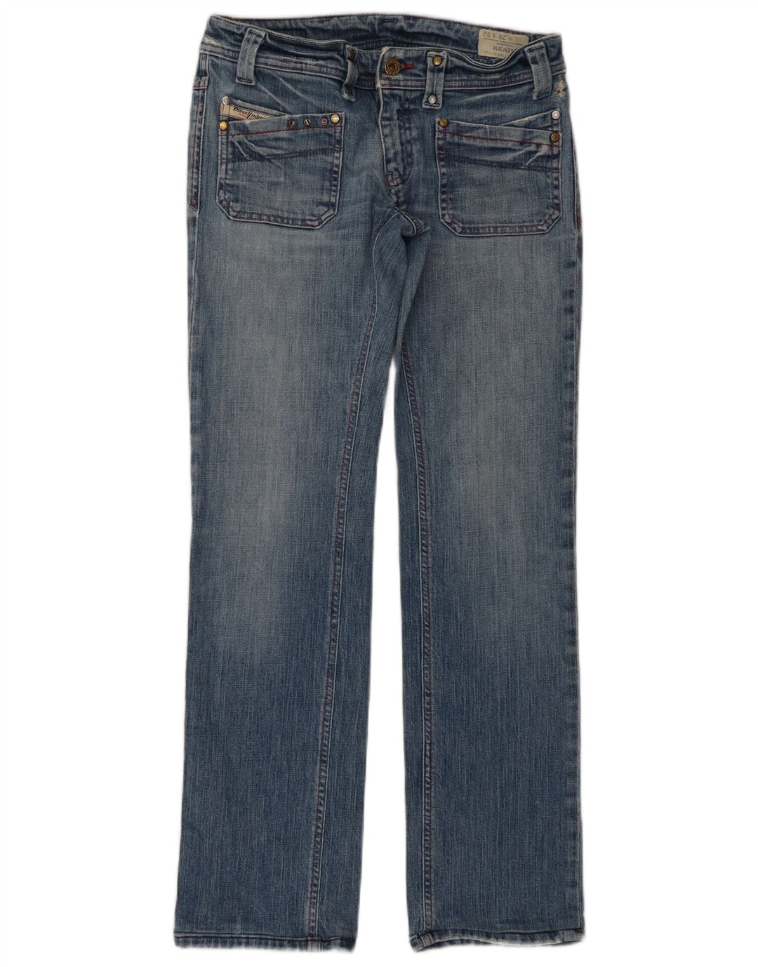 DIESEL Femme Keate Jean Droit W28 L29 Bleu Coton
