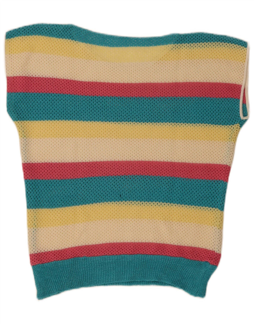 vintage Womens Vest Tank Top UK 12 Moyen Multicolore Rayé