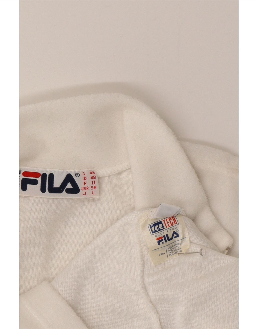 Fila Pull polaire à col zippé pour homme IT 48 Blanc moyen Polyester