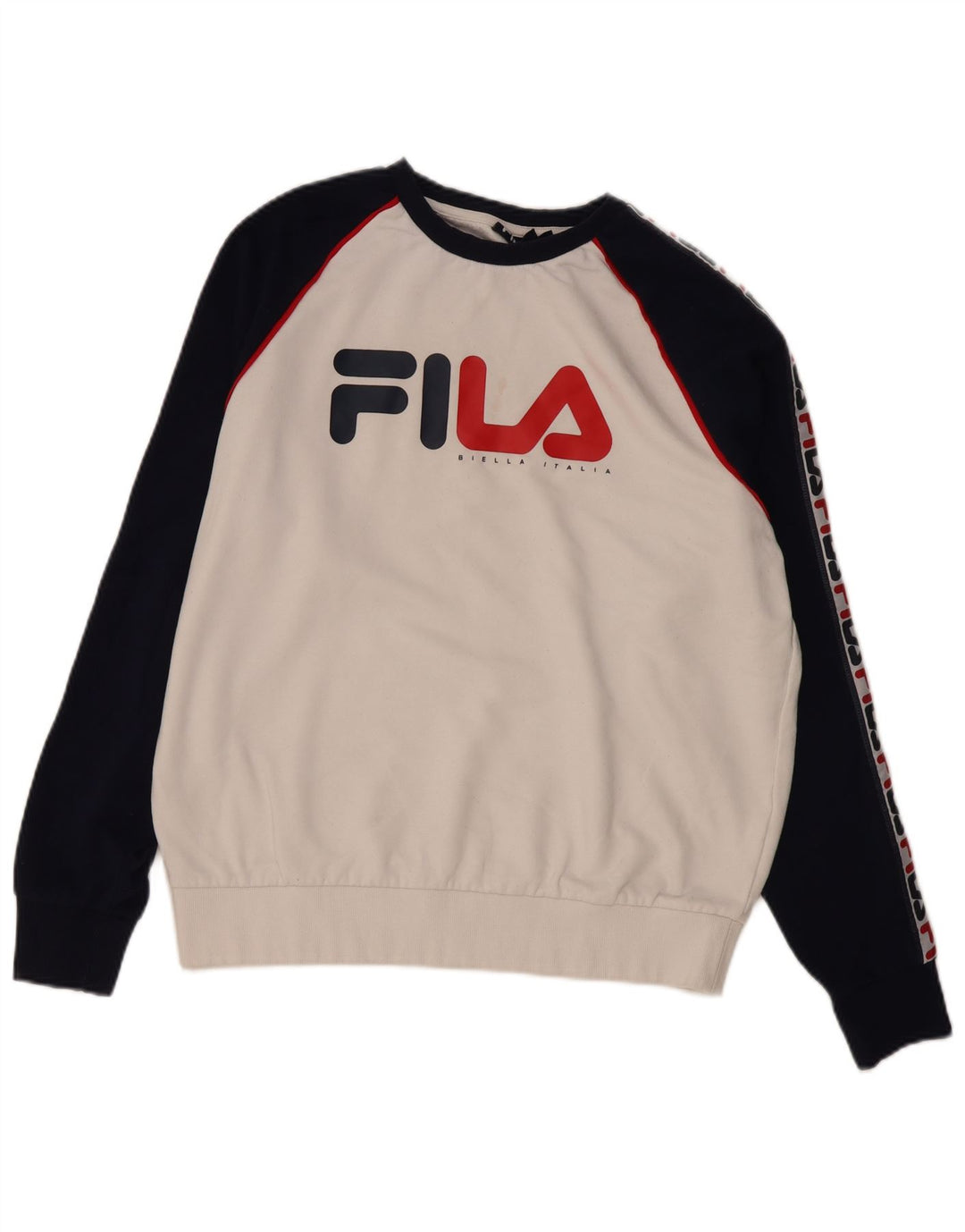 FILA Sweat-shirt graphique pour hommes, grand, en coton color block blanc