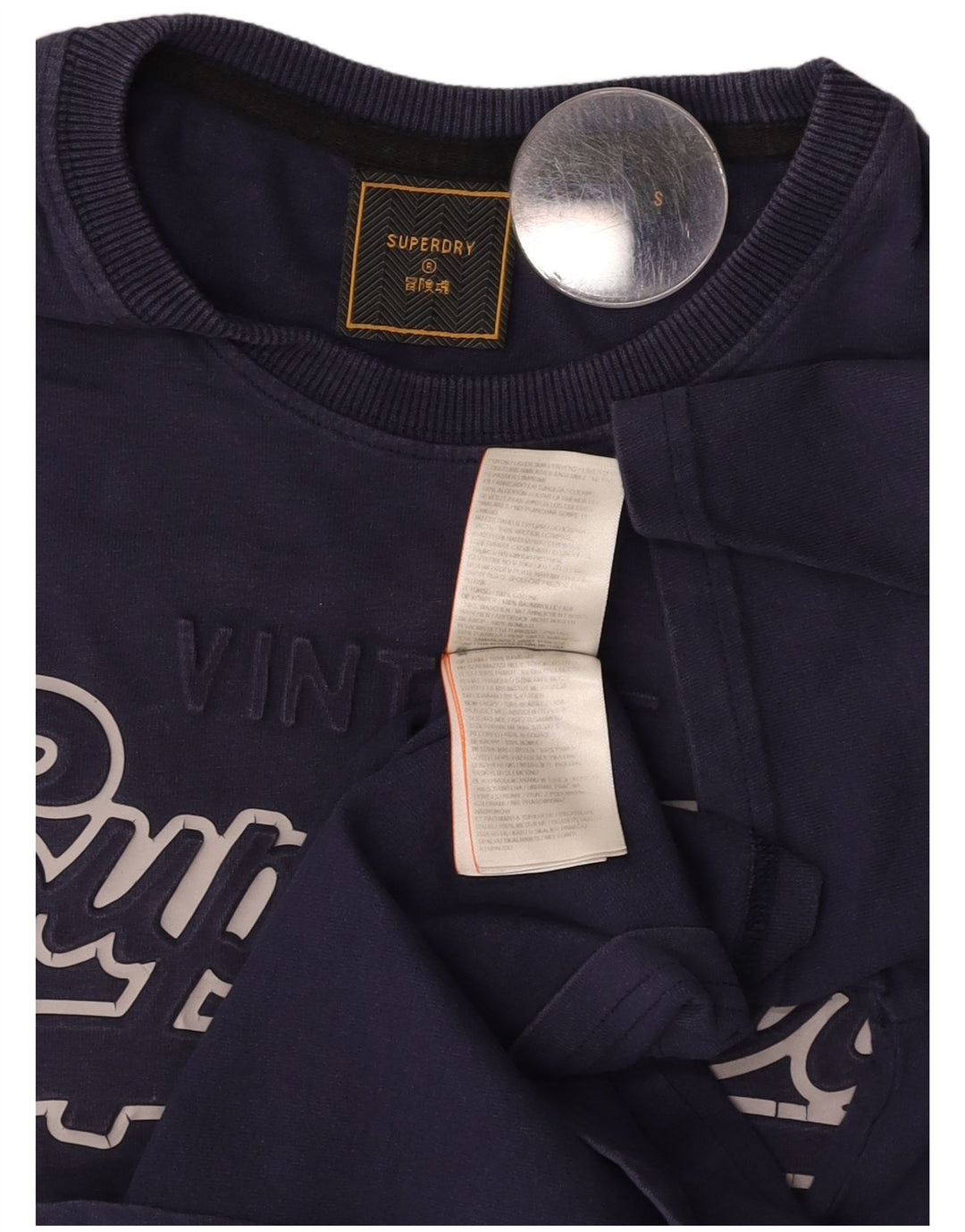 SUPERDRY Homme T-Shirt Graphique Haut Petit Bleu Marine Coton