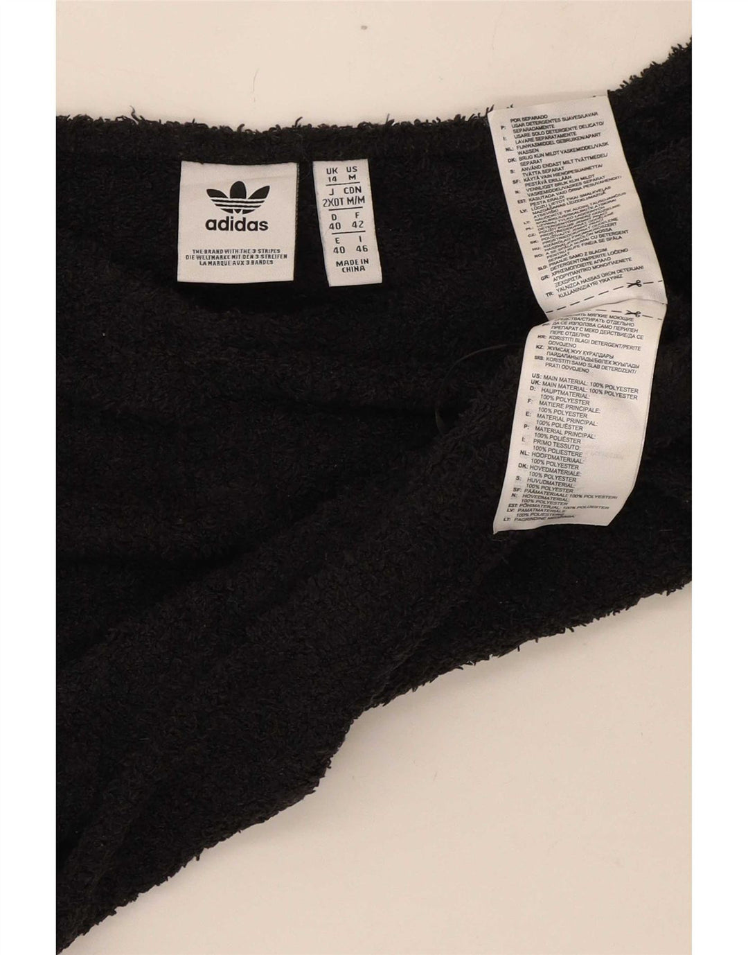 Adidas Haut court en polaire à épaules dénudées pour femme UK 14 Polyester noir moyen