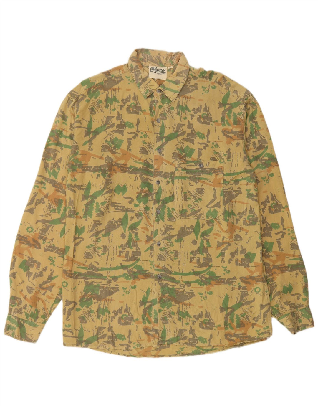 Ozone Chemise à Motifs Abstraits Homme Jaune Moyen Viscose