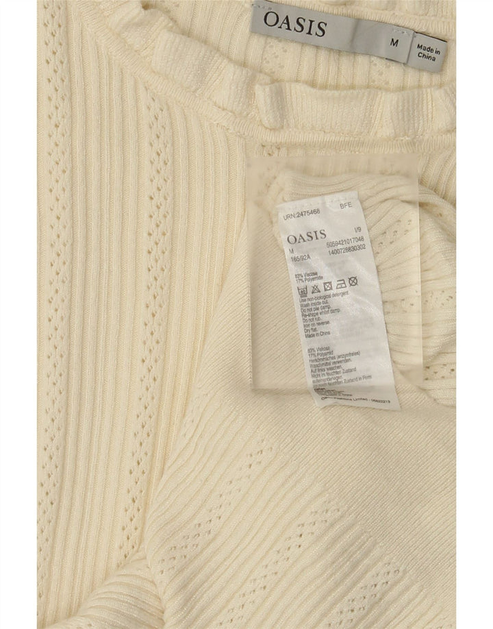 Oasis Haut à manches longues pour femme UK 12 Medium Off White Viscose