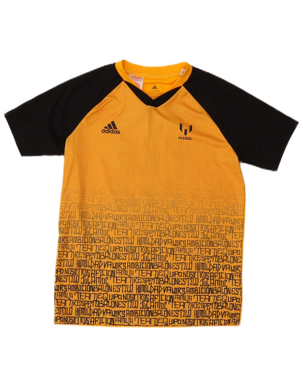 Adidas Garçon MESSI Graphic T-Shirt Top 11-12 ans Jaune Polyester Sports