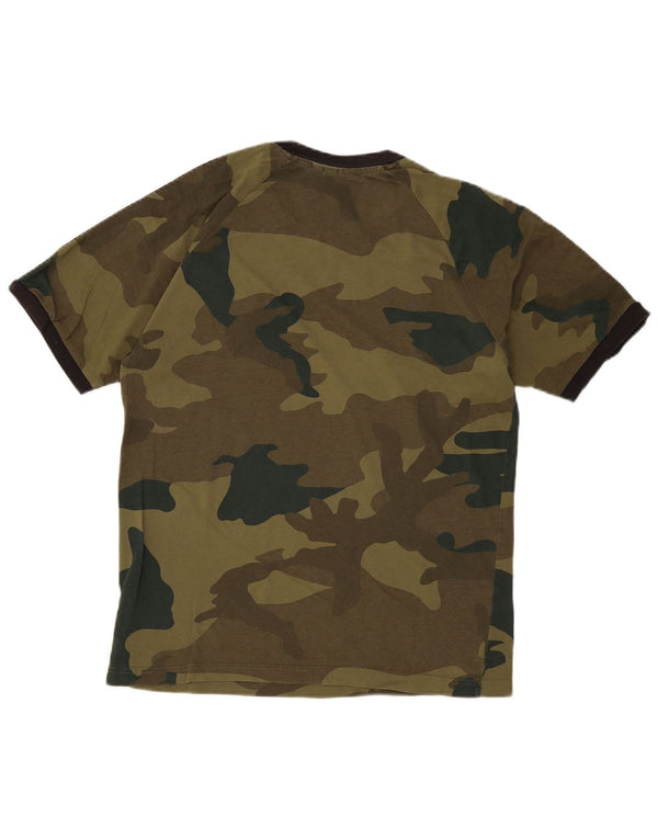 Adidas Mens T-Shirt Top Medium Khaki Camouflage Cotton