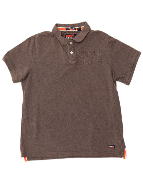 SUPERDRY Polo Graphique Homme 3XL Gris Coton