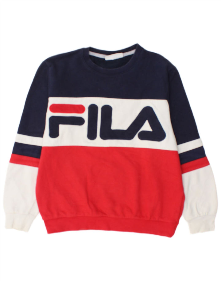 Fila Homme Graphic Sweatshirt Jumper Petit Multicolore Colourblock Coton