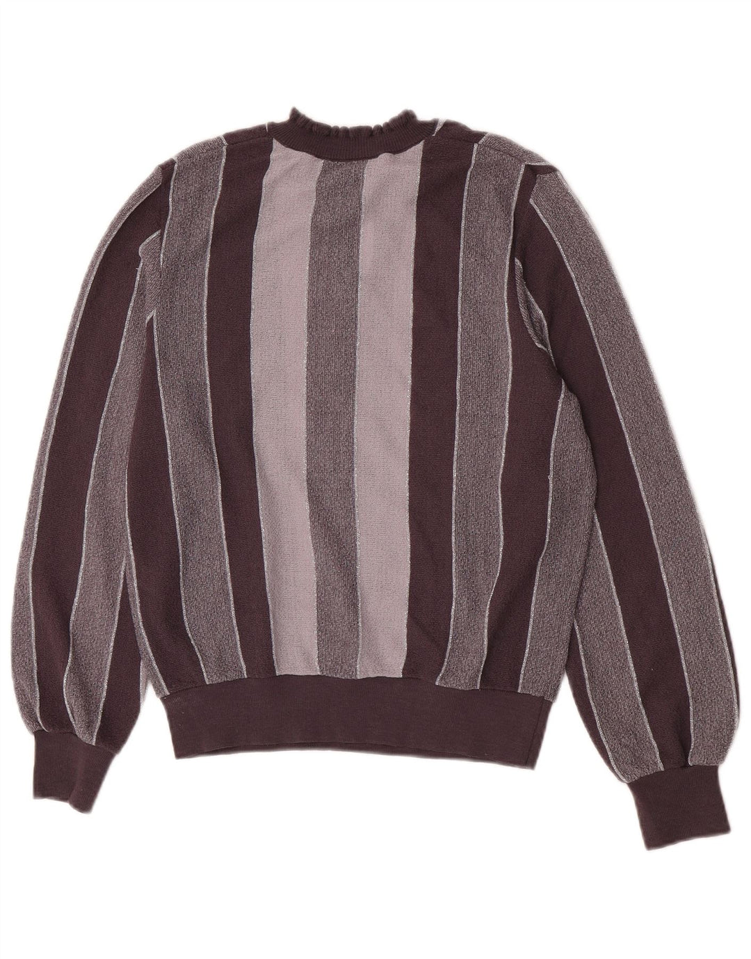 vintage Femme Turtle Neck Jumper Pull IT 44 Moyen Gris Rayé Acrylique