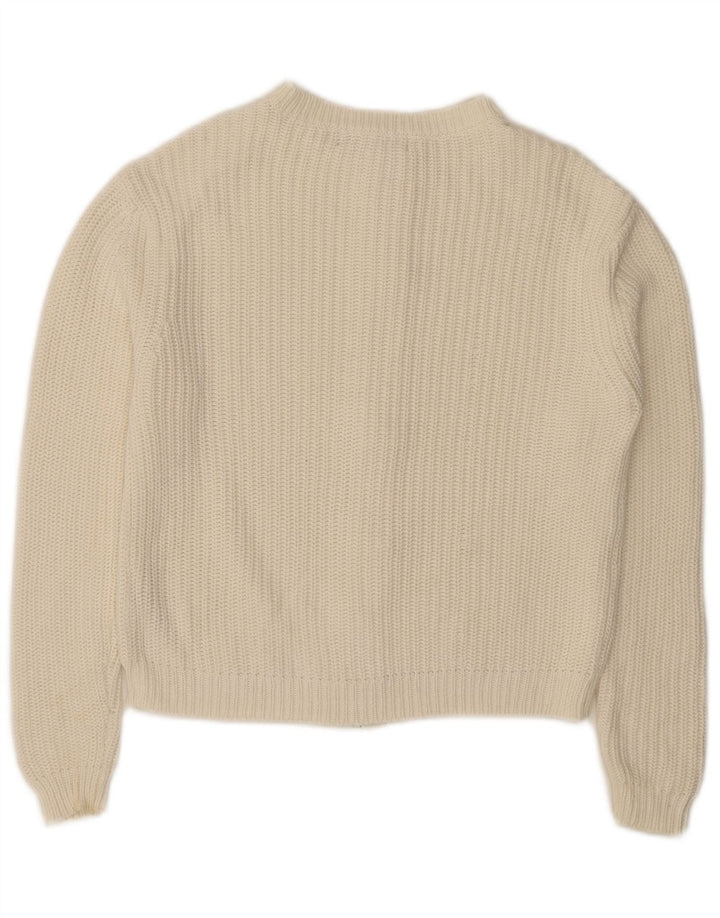Marks & Spencer Pull cardigan entièrement zippé pour femme UK 14 Coton blanc moyen