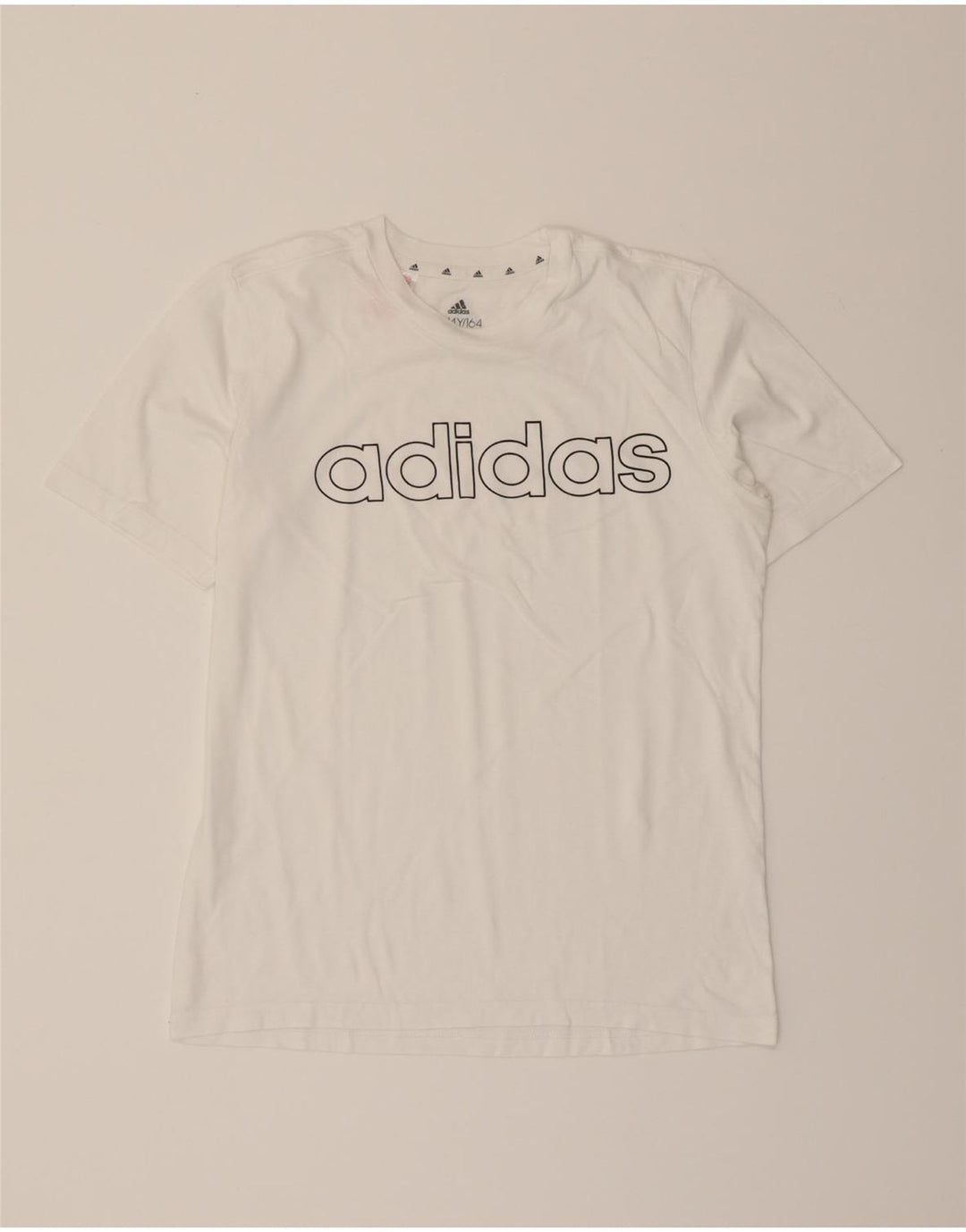 ADIDAS Boys Graphic T-Shirt Top 13-14 Years White Vintage Adidas and Second-Hand Adidas from Messina Hembry 