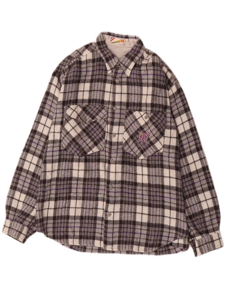 MAZZONETTO Chemise Flanelle Homme Petit Carreau Gris Laine