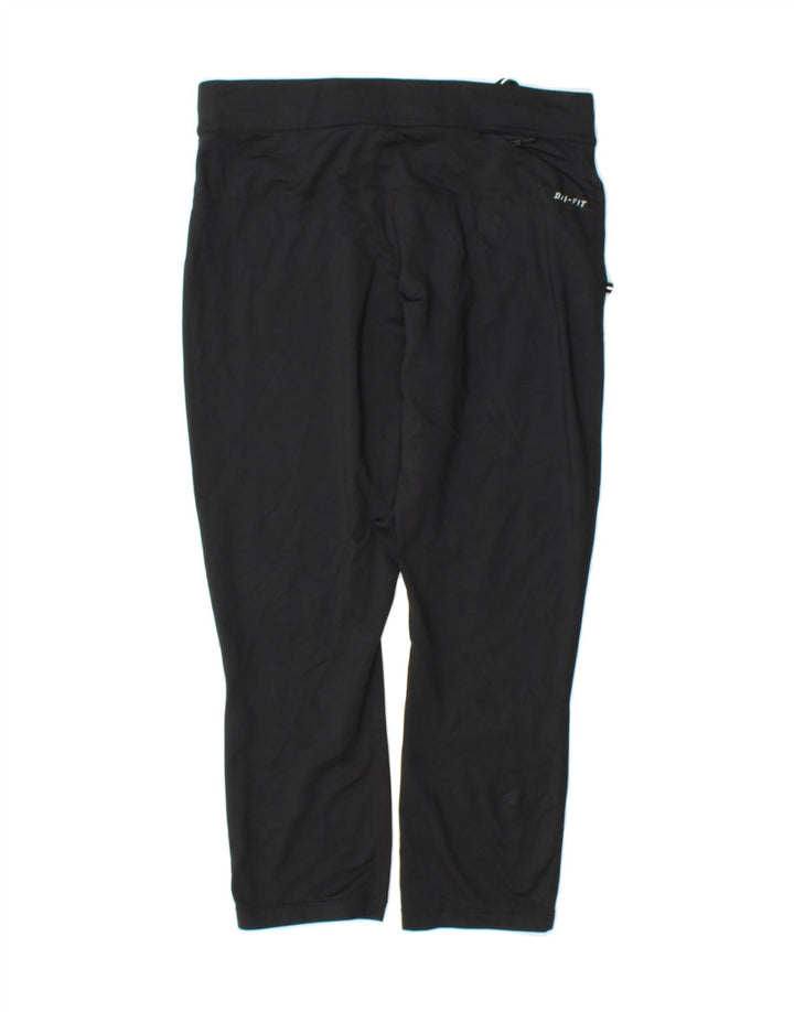 NIKE Womens Dri Fit Crop Tracksuit Trousers UK 12 Medium Black Polyester Vintage Nike and Second-Hand Nike from Messina Hembry 