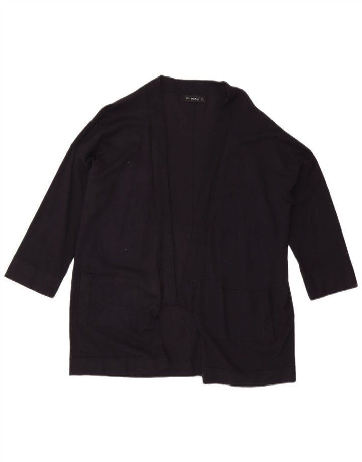 Zara Cardigan ouvert à manches 3/4 pour femme UK 16 Large Bleu marine