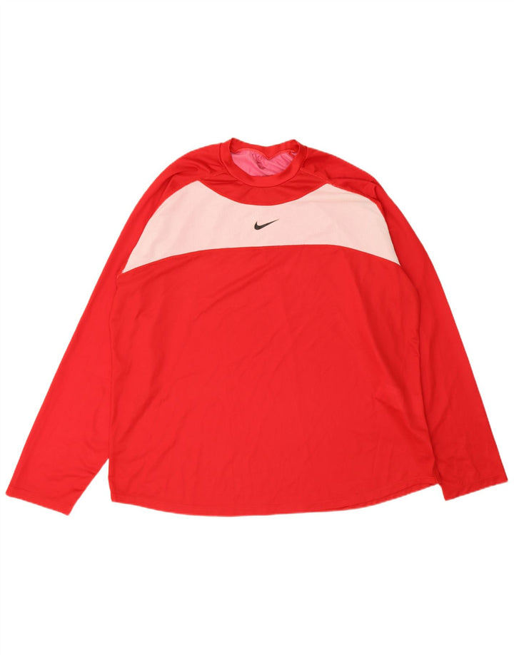 Nike Haut graphique à manches longues pour homme 2XL Rouge Colorblock Polyester