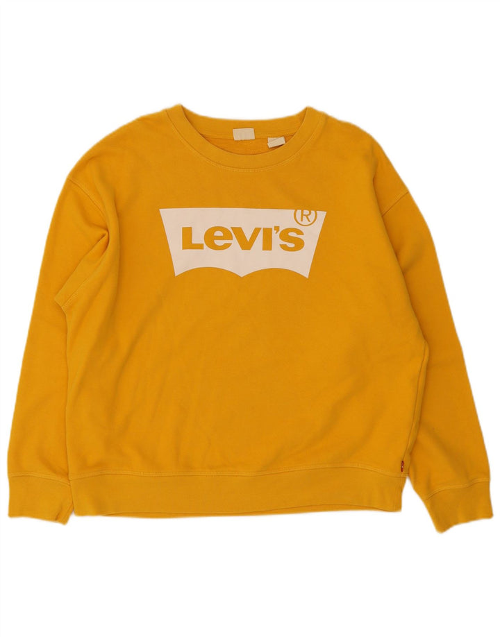Levi's Sweat-shirt graphique pour femme UK 16 Large Jaune Coton