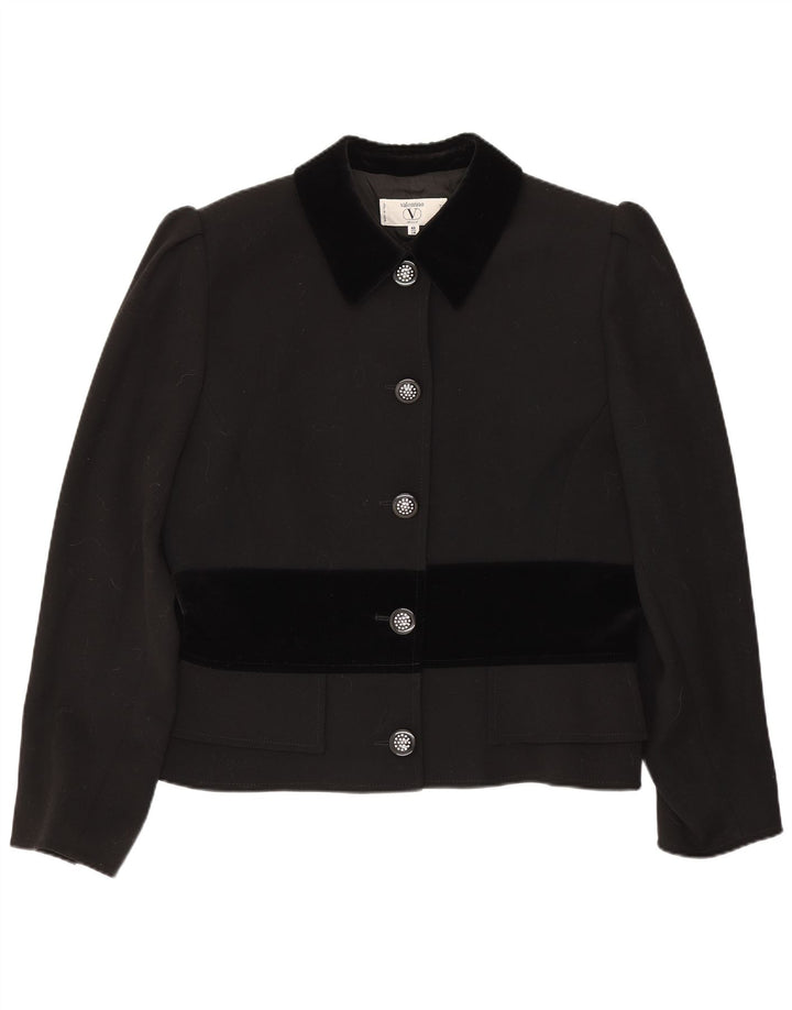 Valentino Veste Blazer 5 Boutons Femme UK 14 Large Laine Colorblock Noir