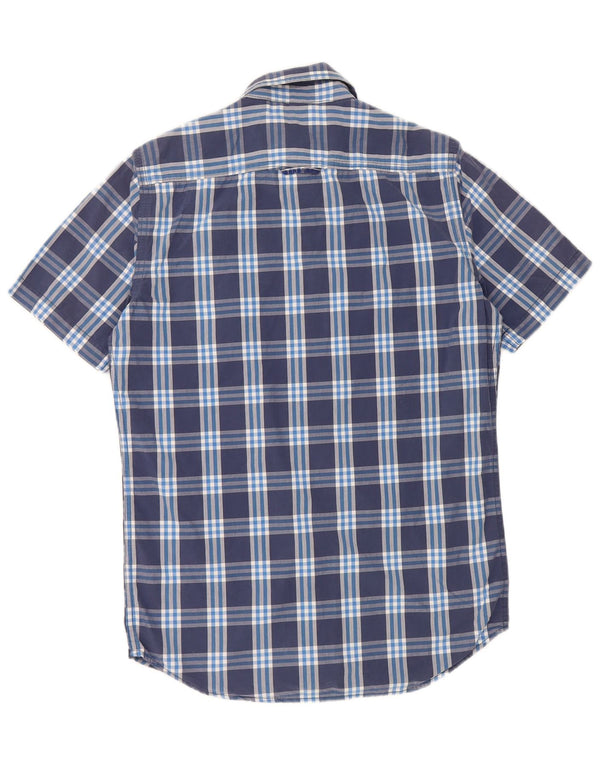 SUPERDRY Chemise à Manches Courtes Homme Petit Carreau Bleu Marine Coton