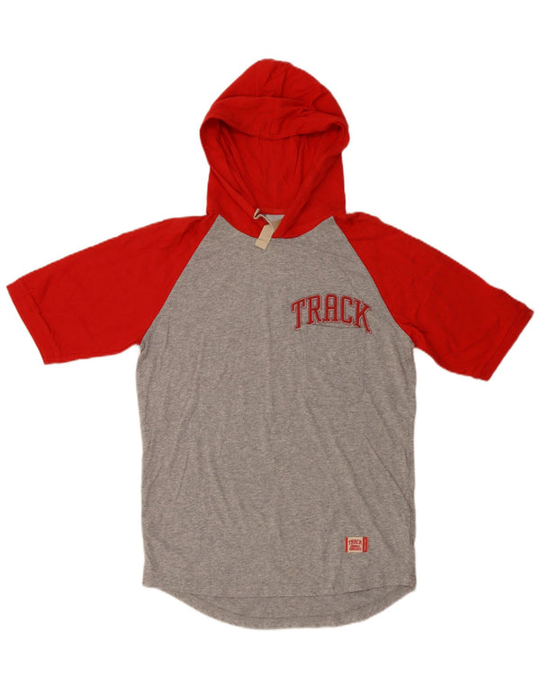 Nike T-shirt à capuche graphique en coton color block gris moyen pour homme
